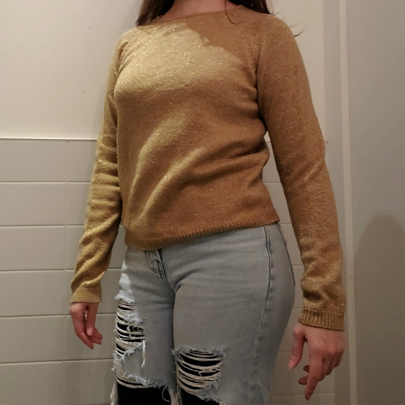 2/$20 Gold Sweater with Back Zipper - Picture 1 of 4